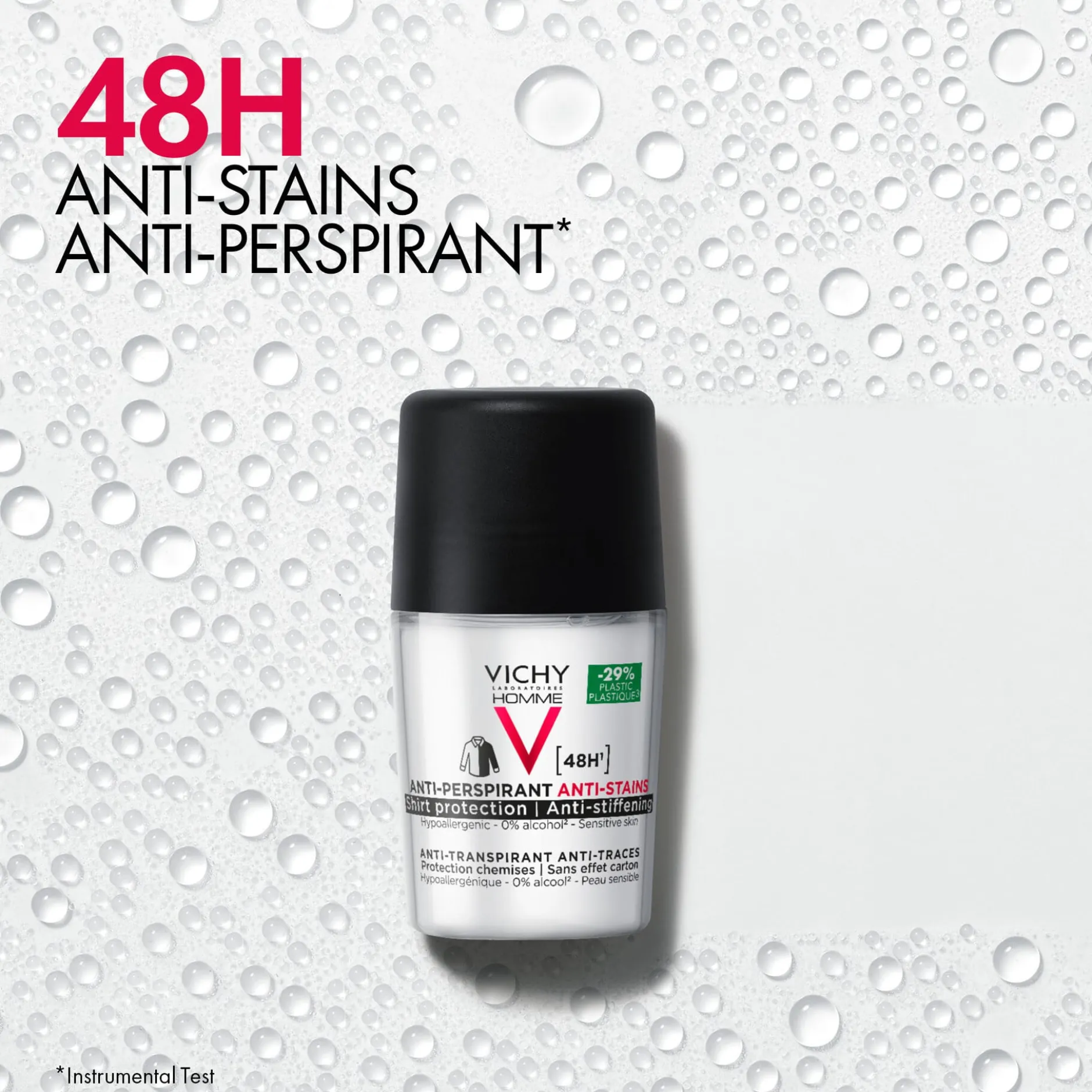 Vichy Homme 48H Anti-stain Anti-perspirant Deodorant Roll-On 50 ml