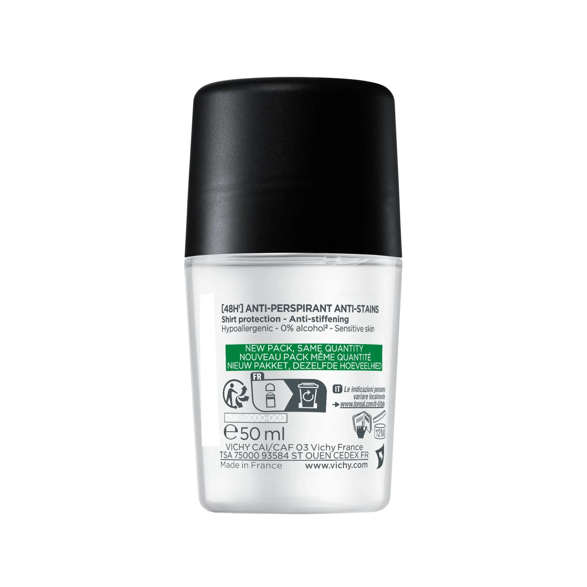 Vichy Homme 48H Anti-stain Anti-perspirant Deodorant Roll-On 50 ml