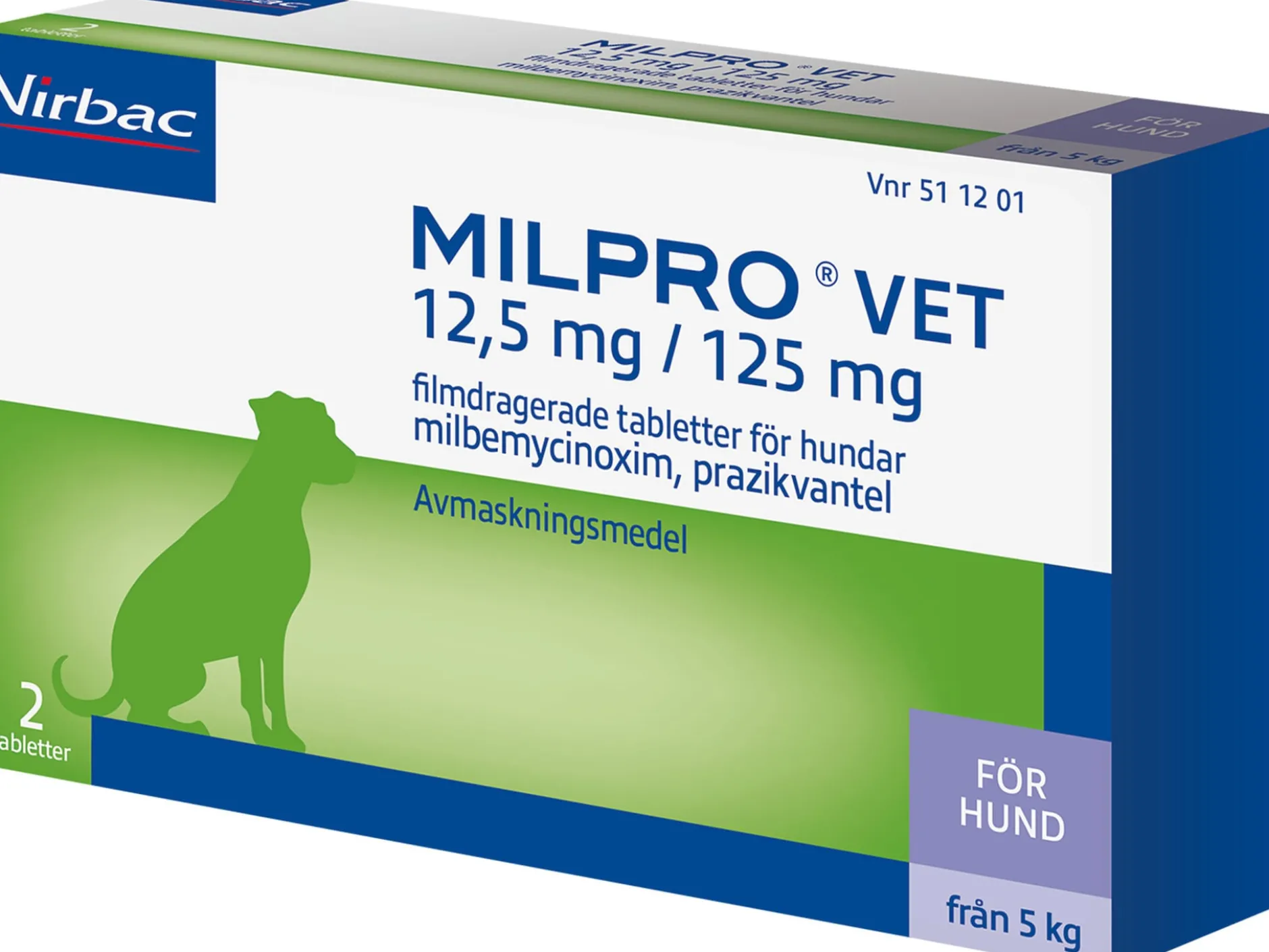Virbac Milpro Vet 12,5 mg/125 mg Avmaskningsmedel för hundar 2 tabletter