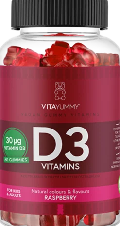 VitaYummy D3 Vitamins Raspberry 60 tuggtabletter