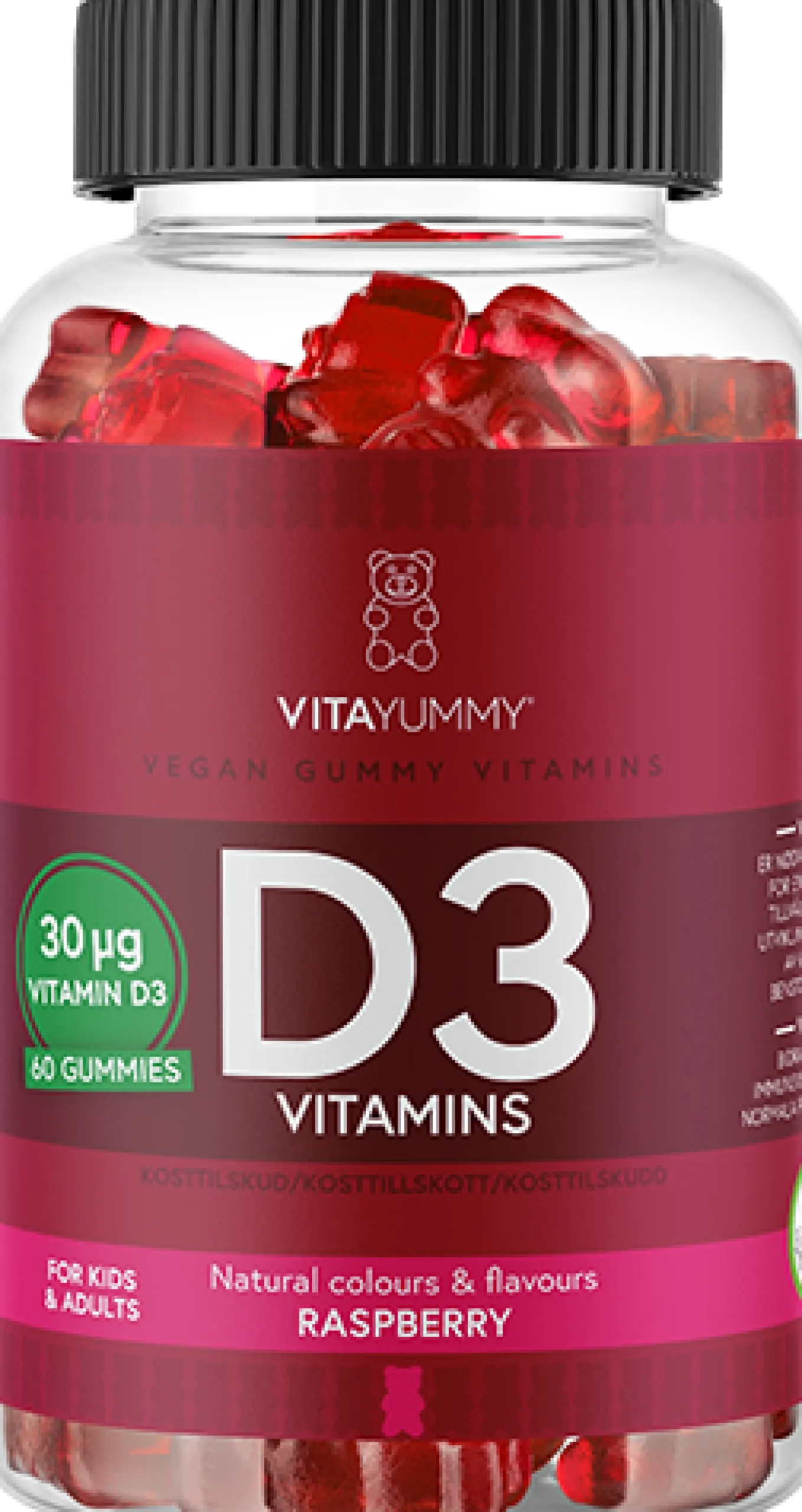 VitaYummy D3 Vitamins Raspberry 60 tuggtabletter