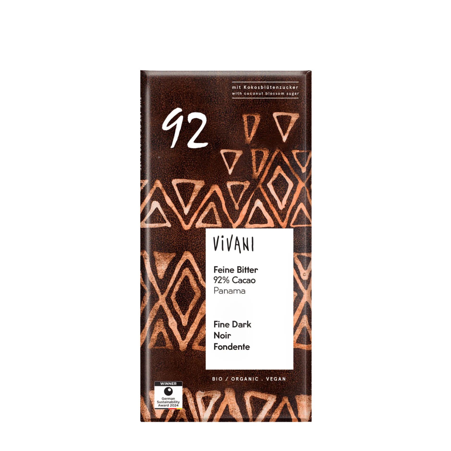Vivani Mörk Choklad 92% Kokossocker Eko 80 g