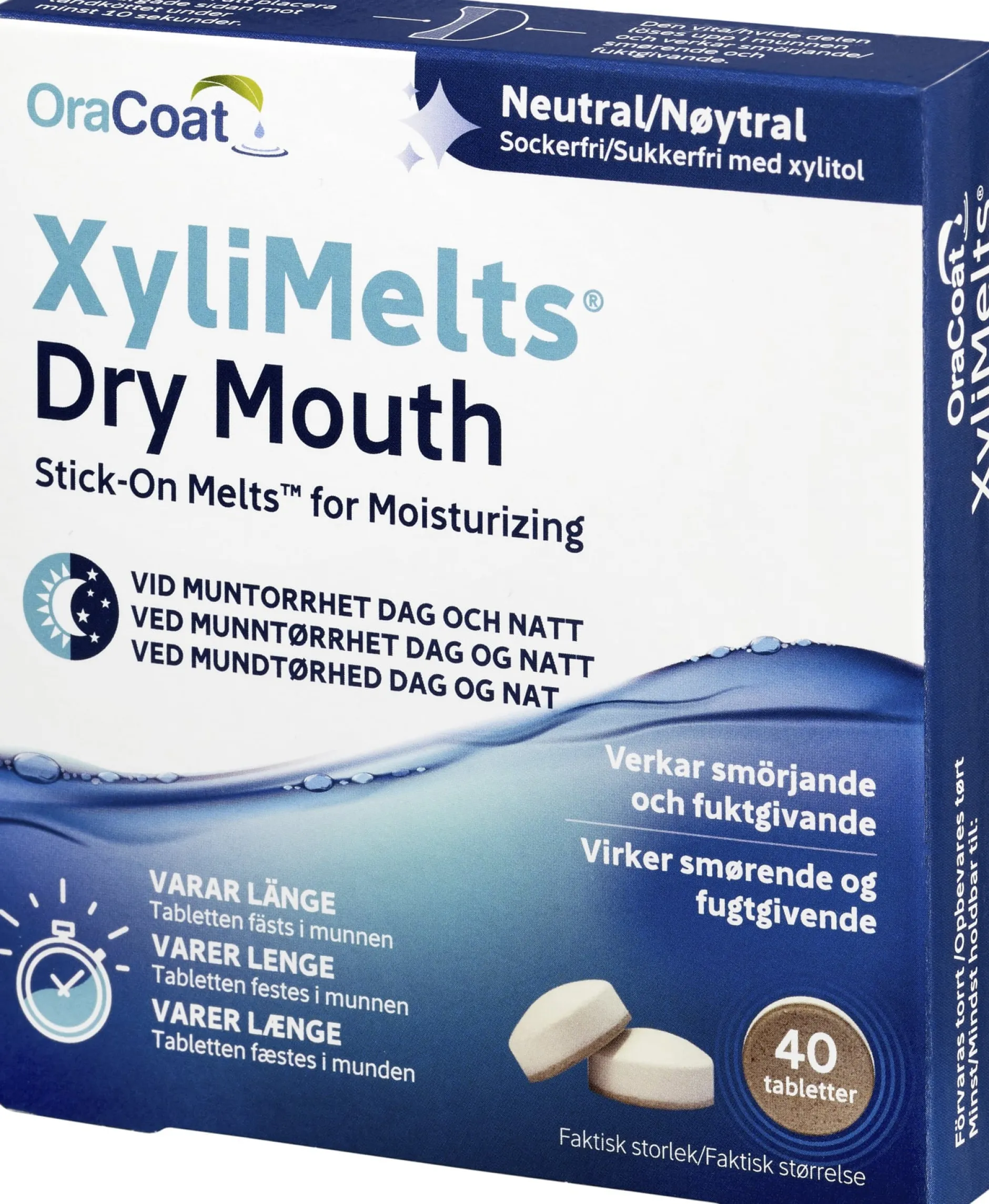 Xylimelts Dry Mouth Neutral Fästtabletter vid muntorrhet 40 st