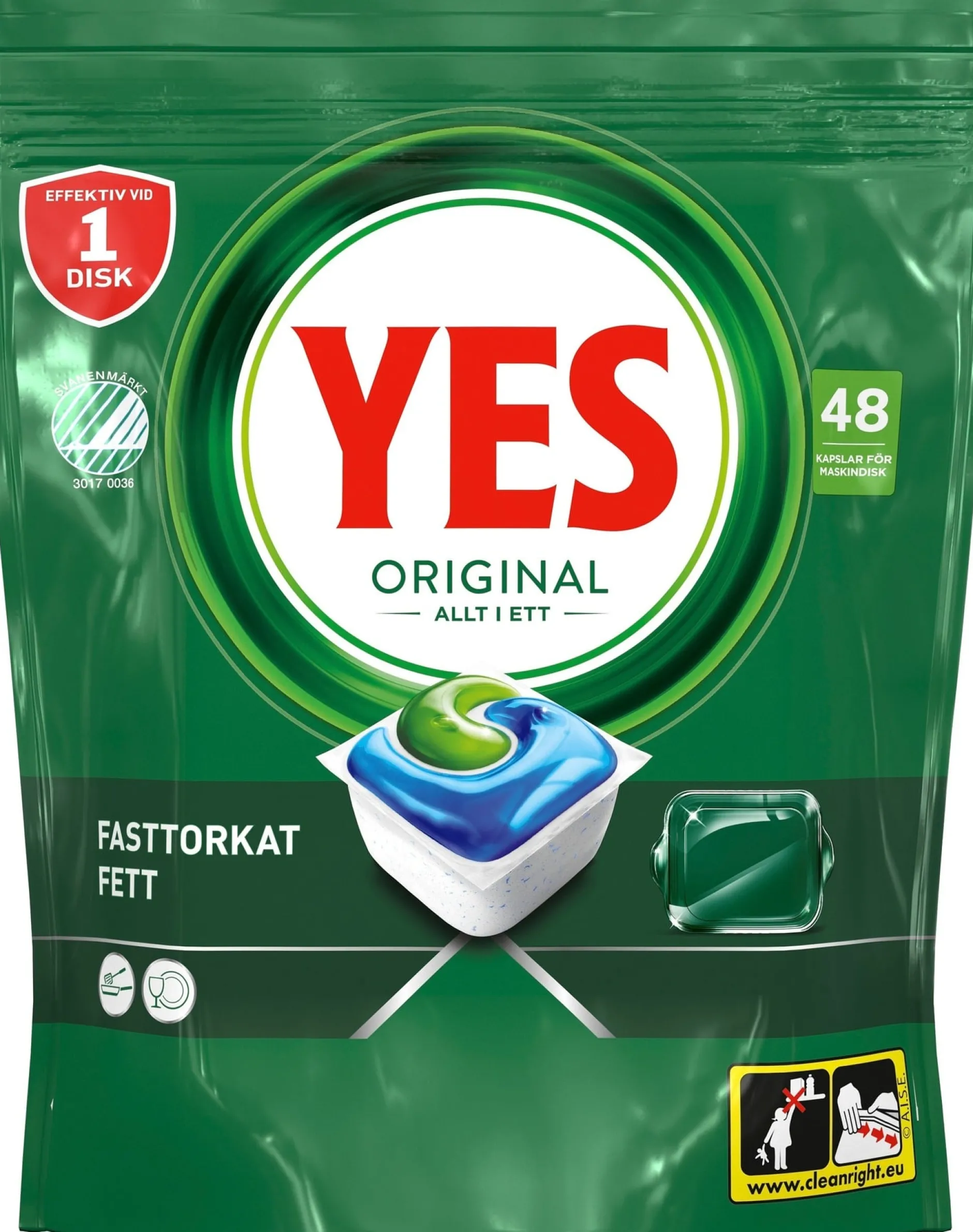 Yes Original All In One Maskindiskmedel, 48 Diskmaskinstabletter