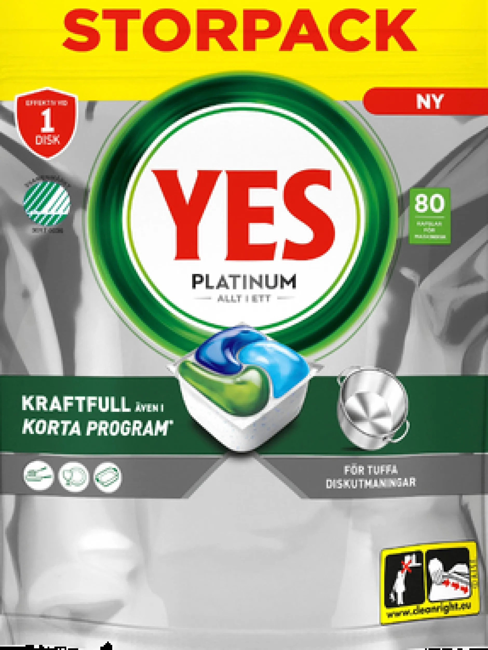 Yes Platinum All In One Maskindiskmedel, 80 Diskmaskinstabletter